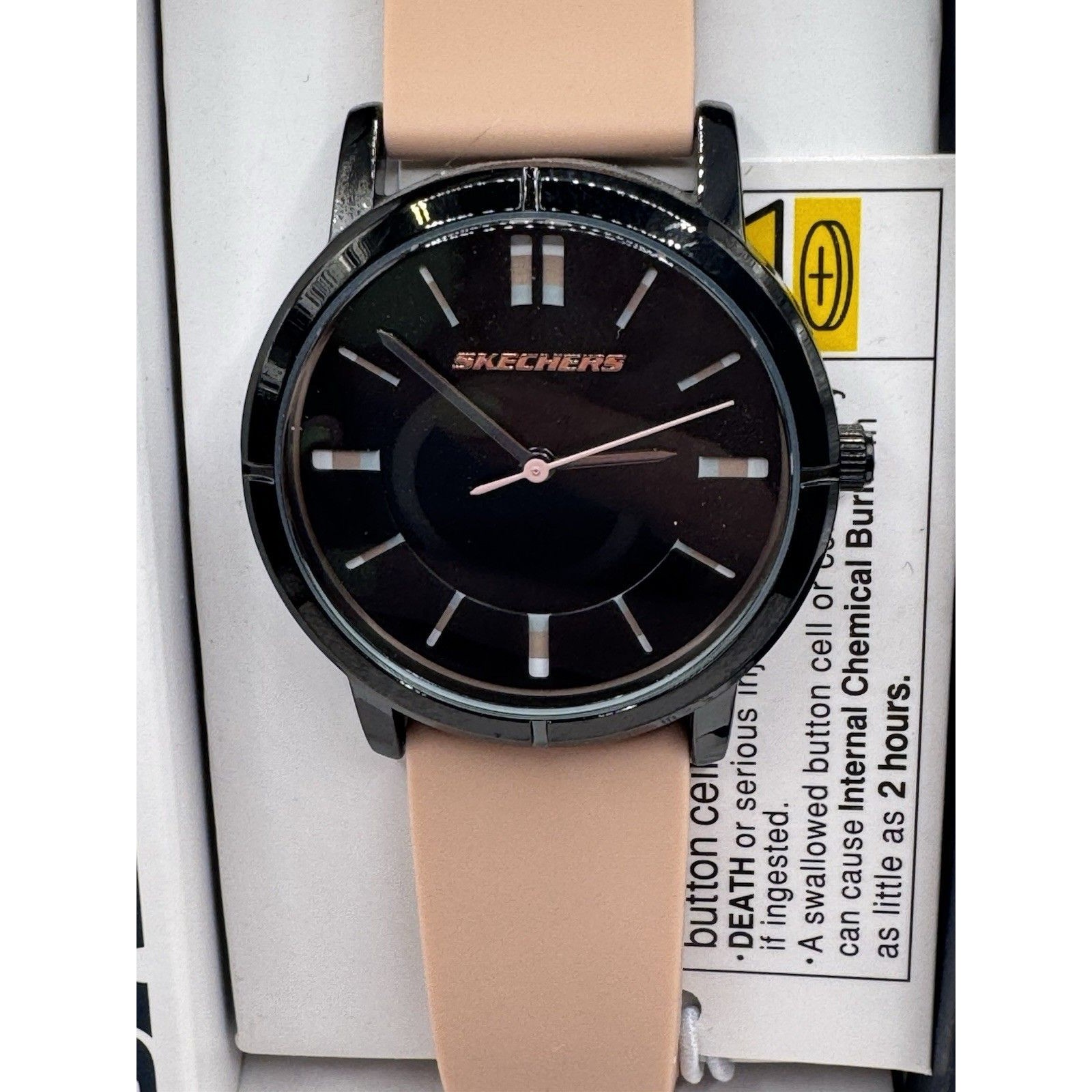 Skechers Womens Analog Watch Pink Silicone Strap Black Face 3atm Sr6225w New — image 2 of 4